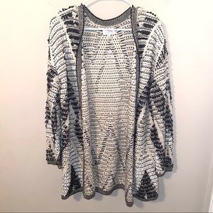 Lucky Brand open knit cardigan sweater striped soft comfortable size L